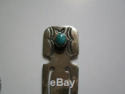 Vintage Sterling Silver Native American Indian Navajo Turquoise Money Clip Pin