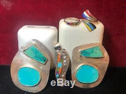 Vintage Sterling Silver Native American Lot Pendant Opal Turquoise Pins Rings