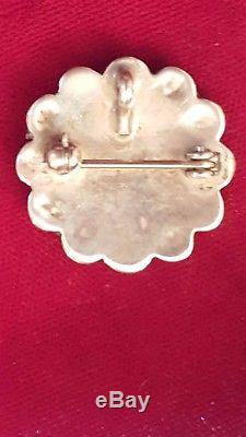 Vintage Sterling Silver Native American Pendant Pin Inlaid Gemstones Sun Face