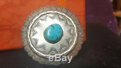 Vintage Sterling Silver Native American Pin Brooch Rare Morenci Turquoise Navajo