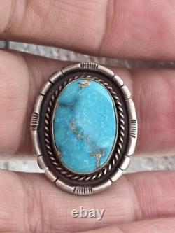 Vintage Sterling Silver Native American Turquoise Pin Brooch