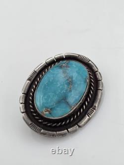 Vintage Sterling Silver Native American Turquoise Pin Brooch