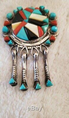Vintage Sterling Silver Native American Victor Moses Begay Navajo Pin Pendant