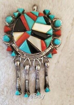 Vintage Sterling Silver Native American Victor Moses Begay Navajo Pin Pendant