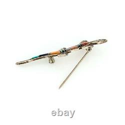 Vintage Sterling Silver Native Navajo MELISSA YAZZIE Turquoise Inlay Pin Brooch