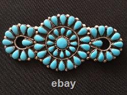 Vintage Sterling Silver Native Zuni Old Pawn Turquoise Brooch 4 34 Grams EUC