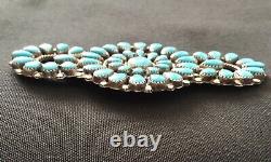 Vintage Sterling Silver Native Zuni Old Pawn Turquoise Brooch 4 34 Grams EUC