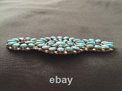 Vintage Sterling Silver Native Zuni Old Pawn Turquoise Brooch 4 34 Grams EUC