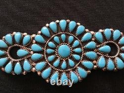 Vintage Sterling Silver Native Zuni Old Pawn Turquoise Brooch 4 34 Grams EUC