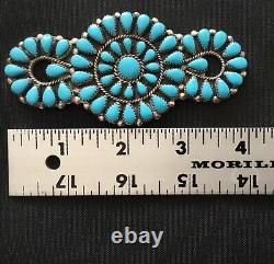 Vintage Sterling Silver Native Zuni Old Pawn Turquoise Brooch 4 34 Grams EUC