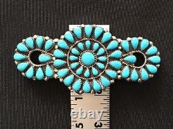 Vintage Sterling Silver Native Zuni Old Pawn Turquoise Brooch 4 34 Grams EUC