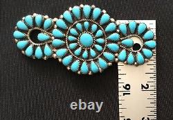 Vintage Sterling Silver Native Zuni Old Pawn Turquoise Brooch 4 34 Grams EUC