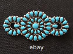 Vintage Sterling Silver Native Zuni Old Pawn Turquoise Brooch 4 34 Grams EUC