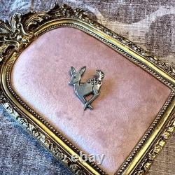 Vintage Sterling Silver Navajo Fawn Deer Stampwork Brooch Pin Signed by Artist M