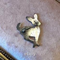 Vintage Sterling Silver Navajo Fawn Deer Stampwork Brooch Pin Signed by Artist M