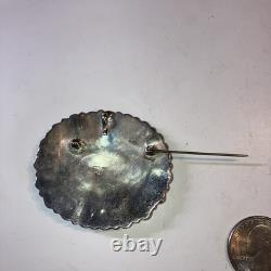 Vintage Sterling Silver Navajo Turquoise Cluster Brooch Pin Pendant