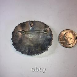 Vintage Sterling Silver Navajo Turquoise Cluster Brooch Pin Pendant