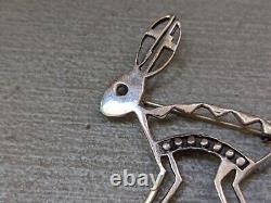 Vintage Sterling Silver Rabbit Brooch Pin Dennis Ramone Navajo Native American