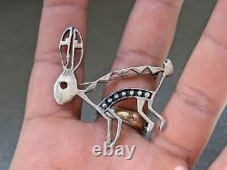 Vintage Sterling Silver Rabbit Brooch Pin Dennis Ramone Navajo Native American