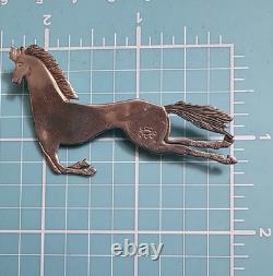 Vintage Sterling Silver Running Horse Frank Salcido SFP Navajo Brooch Pin
