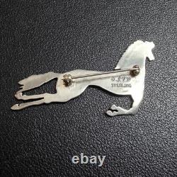 Vintage Sterling Silver Running Horse Frank Salcido SFP Navajo Brooch Pin