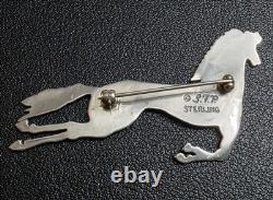 Vintage Sterling Silver Running Horse Frank Salcido SFP Navajo Brooch Pin