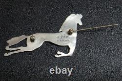 Vintage Sterling Silver Running Horse Frank Salcido SFP Navajo Brooch Pin