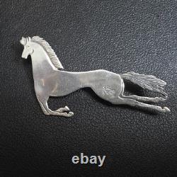 Vintage Sterling Silver Running Horse Frank Salcido SFP Navajo Brooch Pin