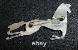 Vintage Sterling Silver Running Horse Frank Salcido SFP Navajo Brooch Pin
