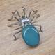 Vintage Sterling Silver Seafoam Green Turquoise Spider Pin Pendant Brooch 925 8g