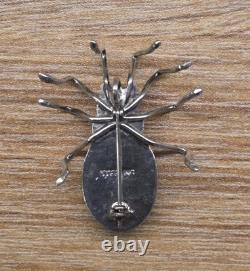 Vintage Sterling Silver Seafoam Green Turquoise Spider Pin Pendant Brooch 925 8g