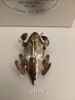 Vintage Sterling Silver Stamped Navajo Turquoise Pink Coral Horny Toad Pin