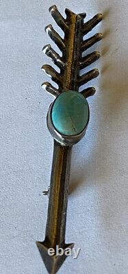 Vintage Sterling Silver Turquoise Arrow Pin