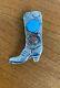 Vintage Sterling Silver Turquoise Coral Cowboy Boot Pin Brooch Pre Owned Signed
