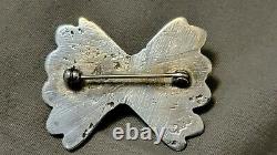 Vintage Sterling Silver Turquoise Design Navajo Sand Cast Pin/Brooch