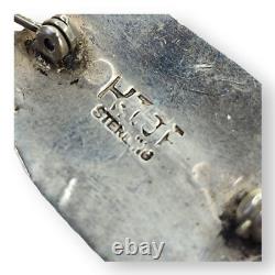 Vintage Sterling Silver Turquoise Feather Brooch Pin Signed