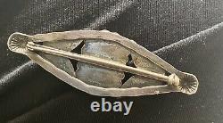 Vintage Sterling Silver Turquoise Fred Harvey Era Pin Brooch 2.5