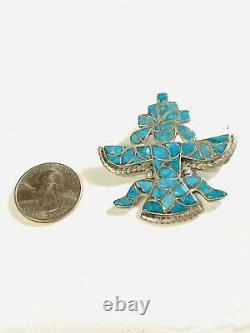Vintage Sterling Silver Turquoise Knifewing Kachina Brooch Pin
