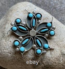 Vintage Sterling Silver Turquoise Pin Pendant. WR