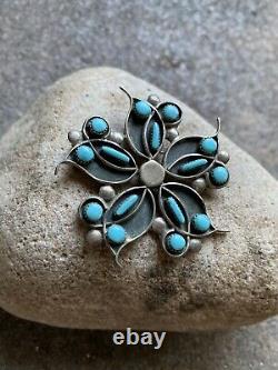 Vintage Sterling Silver Turquoise Pin Pendant. WR