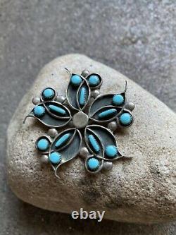 Vintage Sterling Silver Turquoise Pin Pendant. WR