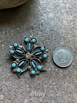 Vintage Sterling Silver Turquoise Pin Pendant. WR