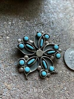 Vintage Sterling Silver Turquoise Pin Pendant. WR