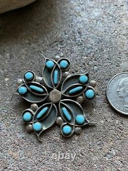 Vintage Sterling Silver Turquoise Pin Pendant. WR