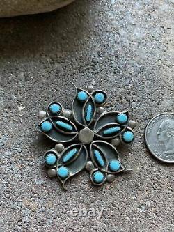 Vintage Sterling Silver Turquoise Pin Pendant. WR