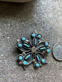 Vintage Sterling Silver Turquoise Pin Pendant. WR