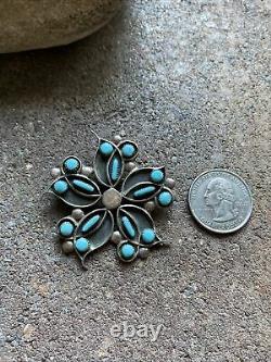 Vintage Sterling Silver Turquoise Pin Pendant. WR