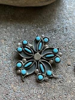 Vintage Sterling Silver Turquoise Pin Pendant. WR