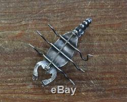 Vintage Sterling Silver Turquoise Scorpion Pin