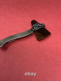 Vintage Sterling Silver Turquoise Tomahawk Axe Native American Pin Brooch